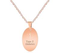 JunyiDIY Collar de identificación médica para Diabetes Tipo 2 para Mujer - Colgante con Etiqueta de Perro para Monitoreo de Alerta de Salud Chapado en Oro Rosa de 19,7 Pulgadas - Emergencia SOS