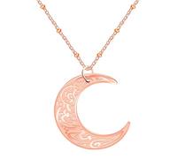 JunyiDIY Collar Elegante con Colgante Luna Baño de Oro Rosa - Joyería Islámica para Mujeres Regalo Día de la Madre Navidad San Valentín Ayatul Kursi Ramadan Eid