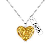 JunyiDIY Collar FAITH Hoja Dorada para Mujer, Joyería Bíblica Semilla de Mostaza, Símbolo de Fuerza y Coraje, Regalo Inspirador Familia y Amigos