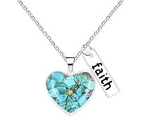 JunyiDIY Collar FAITH Turquesa Azul para Mujer, Joyería Cristiana Motivadora Semilla de Mostaza, Regalo Festivo para Mamá, Esposa