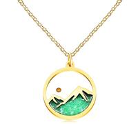 JunyiDIY Collar luminoso con semillas de mostaza brillante para mujer, colgante redondo de montaña para mujer, Fe Moves, montañas, versículo bíblico, joyería cristiana brillante YA5070, adjustable,