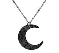 JunyiDIY Collar Luna Árabe - Collares con Colgante Islámico de Acero Inoxidable Negro para Hombres Mujeres Joyería Musulmana Regalo YA4979