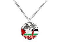 JunyiDIY Collar redondo con paloma y bandera palestina, símbolo Mezquita Al-Aqsa, joya religiosa de libertad cultural y unidad para mamá y papá