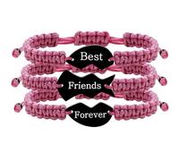 JunyiDIY Juego de pulseras de la amistad de 3 piezas - Abalorio de cuerda trenzada con forma de rompecabezas grabado para mejores amigos para siempre, joyería para hombres y mujeres, pulseras a