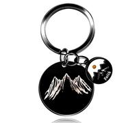 JunyiDIY Llavero De Fe Negro Con Colgante De Montaña Grabado Y Semilla De Mostaza, Joyería Religiosa Para Bautizo, Primera Comunión Confirmación Regalo Motivador Para Hombres Mujeres