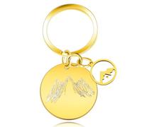 JunyiDIY Llavero De Fe Para Hombres Mujeres, Colgante Redondo De Montaña Y Semilla De Mostaza, Joyería Cristiana De Acero Inoxidable Impermeable Chapado En Oro Para Mamá Papá