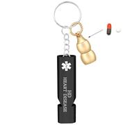 JunyiDIY Llavero emergencia enfermedades cardíacas con silbato potente y cápsula calabaza, doble amuleto regalo para familia