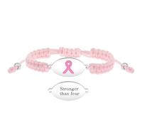 JunyiDIY Más Fuerte Que El Miedo Pulsera Nastro Rosa Conciencia Cáncer De Mama Para Mujeres, Cordón Trenzado Hecho A Mano Símbolo De Valor Y Perseverancia Para Abuela Hermana Amiga YA6220