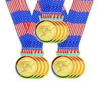 JunyiDIY Medalla de fútbol personalizada de bronce dorado y plateado con bandera de Estados Unidos, cinta de estrella o arco iris, individual o a granel, 12/24/36 piezas, medalla de premio con texto o