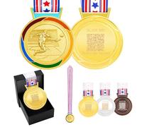 JunyiDIY Medalla de fútbol personalizada de bronce dorado y plateado con bandera de Estados Unidos, cinta de estrella o arco iris, individual o a granel, 12/24/36 unidades, texto o medalla de premio