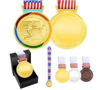 JunyiDIY Medalla de fútbol personalizada de bronce dorado y plateado con bandera de Estados Unidos, cinta de estrella o arco iris, individual o a granel, 12/24/36 piezas, medalla de premio con texto o
