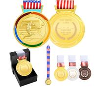 JunyiDIY Medalla de fútbol personalizada de bronce dorado y plateado con bandera de Estados Unidos, cinta de estrella o arco iris, individual o a granel, 12/24/36 unidades, medalla de premio QR YA6969