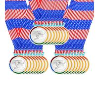 JunyiDIY Medalla de fútbol personalizada de bronce dorado y plateado con bandera de Estados Unidos, cinta de estrella o arco iris, individual o a granel, 12/24/36 piezas, medalla de premio con texto o