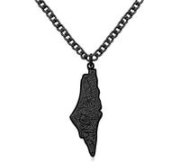 JunyiDIY Negro Mapa Palestina Letras Árabes Colgante Collar Acero Inoxidable Joyería Musulmana Para Hombres Y Mujeres YA5136
