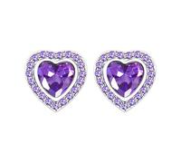 JunyiDIY Pendientes de Corazón Morado, Joyería Elegante con Cristal de Circonita Cúbica para Aniversario de Esposa, Sabiduría Femenina YA4135