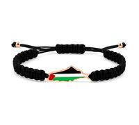 JunyiDIY Pulsera Con Dije Bandera Palestina En Oro Rosa Cuerda Trenzada Negra, Accesorio Significativo De Libertad Para Hombres Y Mujeres