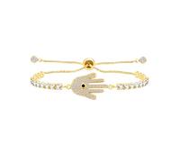 JunyiDIY Pulsera con dijes de mal de ojo chapado en oro, cadena de tenis con circón, joyería afortunada para mujeres, mejores amigas, regalo de graduación YA5458