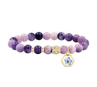 JunyiDIY Pulsera con lepidolita, flor seca violeta y semilla de mostaza, joya religiosa para mejor amiga, inspirada en el Evangelio de Mateo YS5485