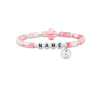 JunyiDIY Pulsera de Cruz de Piedra Sandía Personalizada, Colgante de Fe con Semilla de Mostaza Cuentas Geométricas Joyería Cristiana para Mujeres Regalo de Compromiso y Boda YS5712