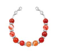 JunyiDIY Pulsera de cuentas de ágata a rayas rojas de 8 mm para mujer, joyería médica o de moda intercambiable, regalo de protección espiritual para hija y esposa, adjustable, Piedra, Crystal