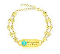 JunyiDIY Pulsera De Identificación De Enfermedad Cardíaca, Cadena De Amor Multicapa Para Mujeres, Joyería De Emergencia Para Mamá Y Abuela Regalo YA5200