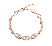 JunyiDIY Pulsera De Oro Rosa Con Circonita Cúbica Y Dije De Ojo Turco, Joyería CZ Brillante Ajustable De Amistad Diseño Romántico Para La Mejor Amiga YA5743
