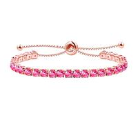 JunyiDIY Pulsera De Tenis Con Circonita Cúbica Rojo Rosado Para Mujer, Joyería Ajustable Romántica Para Navidad San Valentín YA4043