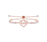 JunyiDIY Pulsera de tenis hueca con letra de amor en forma de corazón para mujer, joyería de circonita cúbica chapada en oro rosa para mejores amigas, hermanas, graduación, cumpleaños YA5526