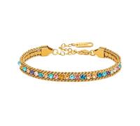 JunyiDIY Pulsera De Tenis Rosa Multicolor De Circonita Cúbica, 0,6cm Ancho Acero Inoxidable Chapado En Oro Joyería De Amistad Para Hermanas Mejores Amigas, Navidad Cumpleaños YA6106