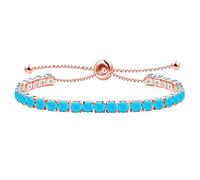 JunyiDIY Pulsera De Tenis Turquesa Para Mujer, Joyería Ajustable Brillante Elegante Regalo De Fiesta Navidad Cumpleaños Para Mejor Amiga YA4043