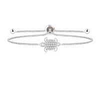 JunyiDIY Pulsera Elegante de Enlace Plateado con Cierre Bolo Ajustable - Pulsera con Colgante de Tortuga para Mujer, Mejor Amiga, Regalo de Cumpleaños SJA4597