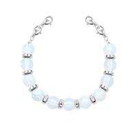 JunyiDIY Pulsera hecha a mano con cuentas de ópalo y hematita para mujer, pulsera de repuesto para hijo e hija, joyería de piedras preciosas de opalita para curación emocional y espiritual,