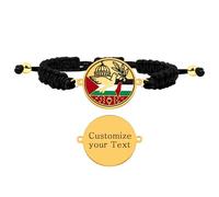 JunyiDIY Pulsera Personalizada Bandera Islámica Palestina con Paloma de Paz y Dije Al-Aqsa, Cordón Negro Ajustable, Regalo de Apoyo para Hermana Mamá