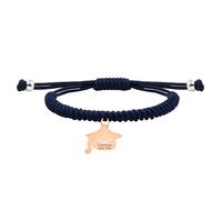 JunyiDIY Pulsera Personalizada de Cordón Trenzado Azul con Birrete de Graduación, Colgante de Birrete en Oro Rosa Regalo para BFF Amigos Joyería de Recuerdo YS5715