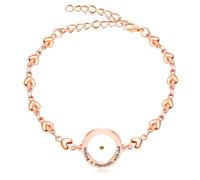 JunyiDIY Pulsera Religiosa para Mujeres | Cadena en Corazón con Colgante Redondo | Nada es Imposible para Dios | Joyería Cristiana de Acero Inoxidable con Baño de Oro Rosa YA4282