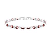 JunyiDIY Pulsera Tenis Ojo Maligno Rojo Plata 19CM, Cierre Plegable Amuleto Protector Elegante Joyería De Suerte Para Mujer Esposa Hija