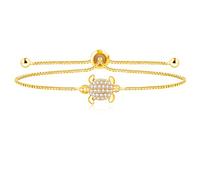 JunyiDIY Pulsera Tortuga Sabia para Mujer - Pulsera Fina con Cierre Bolo Baño de Oro y Colgante de Tortuga Adorable para Hermana, Navidad SJA4597