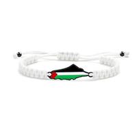 JunyiDIY Pulsera Trenzada Blanca Con Mapa Palestino Negro, Ajustable Para Mujeres, Regalo De Fe Atemporal De Libertad Y Paz