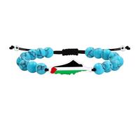 JunyiDIY Pulsera turquesa azul sintética bandera palestina unisex, ajustable, apoyo Oriente Medio, joyería libertad YA6029