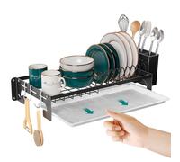junyuan Escurridor de Platos de Montaje en Pared, escurridor de Platos Colgante para Cocina con Bandeja de Drenaje, Cuencos, Platos, Tazas de café, Copas de Vino, Soporte para Utensilios, pequeño