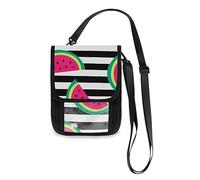 JUNZAN Cartera de viaje para el cuello, sandías, rayas, debajo de la ropa, 6 x 7.5 pulgadas, bloqueo RFID, correa ajustable, Rayas de sandías, 7.5" x 6"