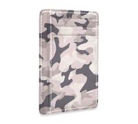 JUNZAN Cartera delgada de camuflaje para hombres y mujeres, minimalista, bolsillo frontal, tarjetero pequeño, bloqueo RFID, color gris frío
