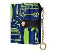 JUNZAN Carteras pequeñas para mujer, diseño de palmeras tropicales, tiburones marinos, delgada, con tarjetero plegable con cremallera, bolsillo para monedas, bloqueo RFID