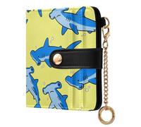 JUNZAN Carteras pequeñas para mujer, tiburones martillo, llavero delgado para mujer, cartera plegable con tarjetero con cremallera y bolsillo para monedas, bloqueo RFID