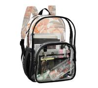 JUNZAN Elegant Peonies - Mochila transparente para niñas y mujeres, mochila transparente de 15.7 pulgadas para la escuela