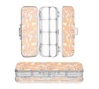 JUNZAN Estuche rígido de plástico transparente con diseño de conchas marinas en acuarela para suministros de papelería con cierre y tapa