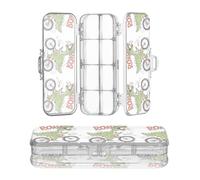 JUNZAN Funny Dinos - Estuche de plástico transparente de doble cubierta para suministros de arte con cierre y tapa