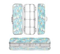 JUNZAN Funny Hawaii in Blue - Caja de lápices de plástico transparente de doble cubierta para niños con broche y tapa