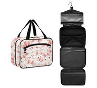 JUNZAN Funny Rabbits - Neceser colgante de viaje para mujer, con gancho, organizador de maquillaje, color blanco, Funny Rabbits White, 12.6" x 9" x 5.7", Colorido