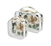 junzan Lucky Clover - Neceser transparente de tamaño de cuarto de galón, bolsa de viaje aprobada por la TSA, bolsas de maquillaje transparentes para viajes, Acuarela Trébol de, Pack De 2